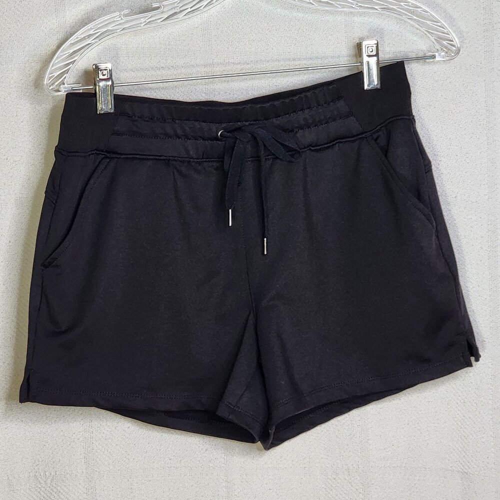 Tek Gear On-the-Go Gear Black Recycled Poly Span Drawstring 2 Pocket Short Sz S